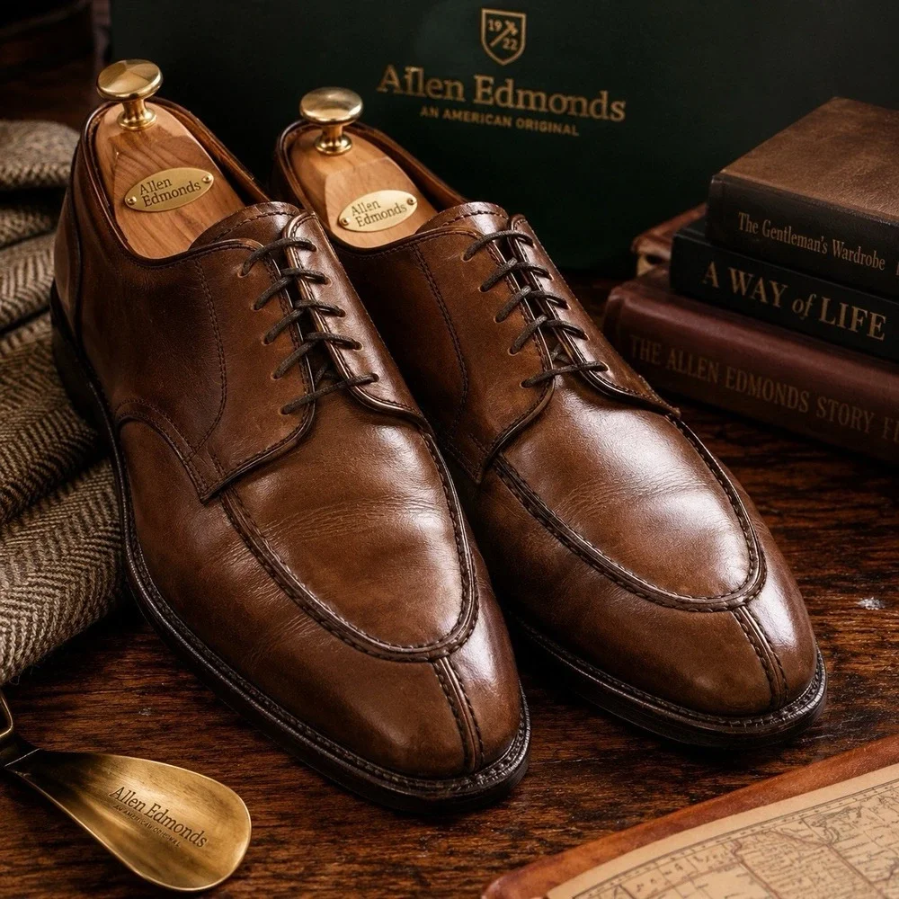 Allen Edmonds Crosby Street Split‎ Toe Derby Shoes Brown Leather USA 10B 2296